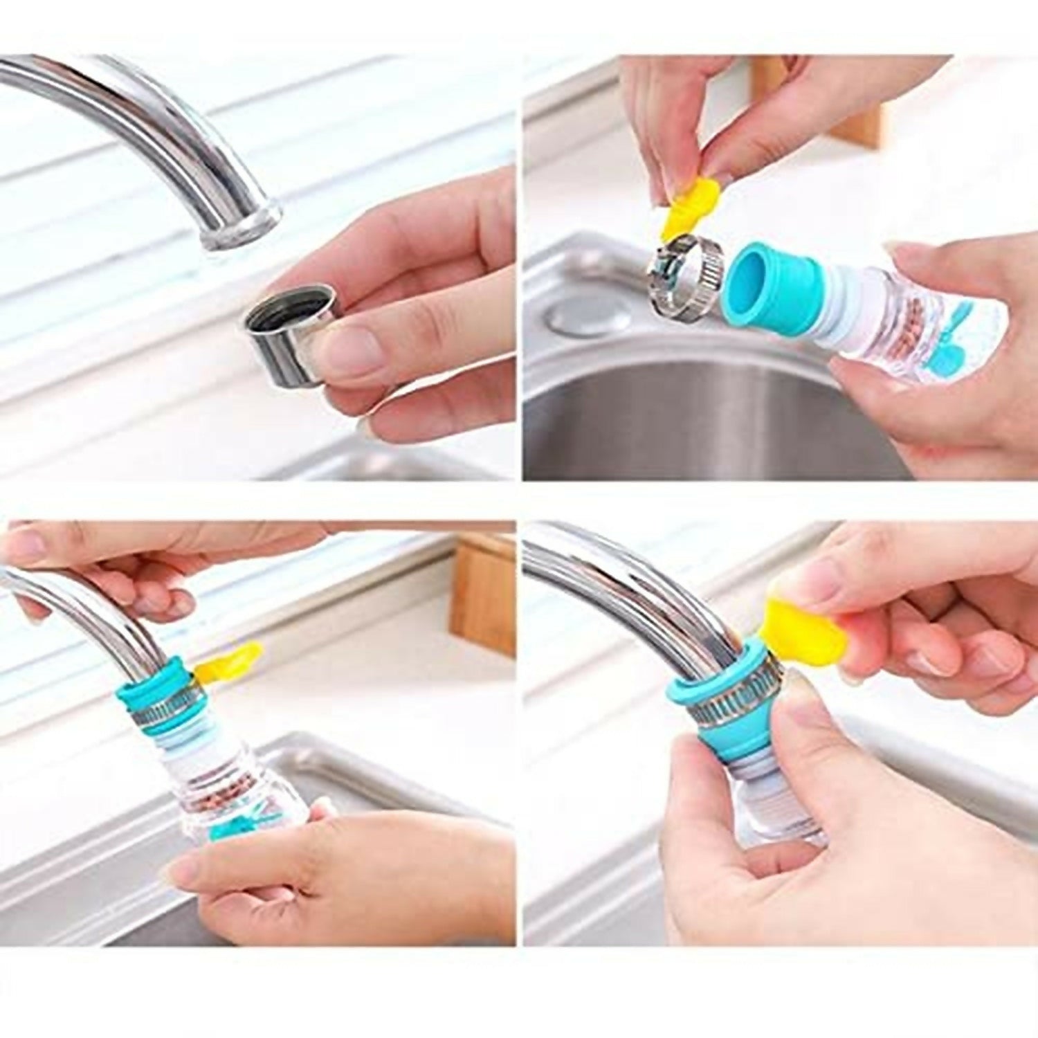 Kitchen Faucet Water Tap Filter with Rotating Shower Head for Sink