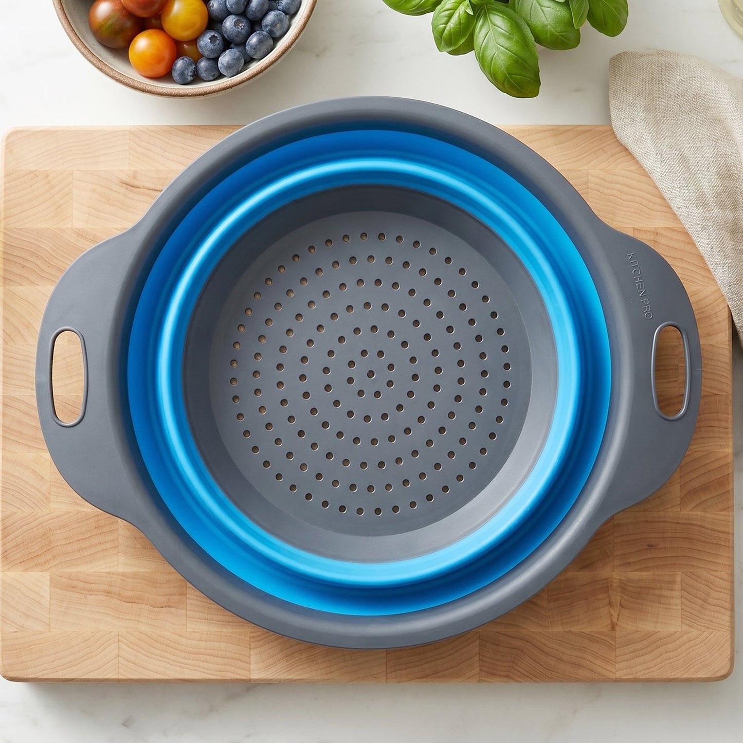 Foldable Silicone Strainer  Space-saving Kitchen Drainer With Handles